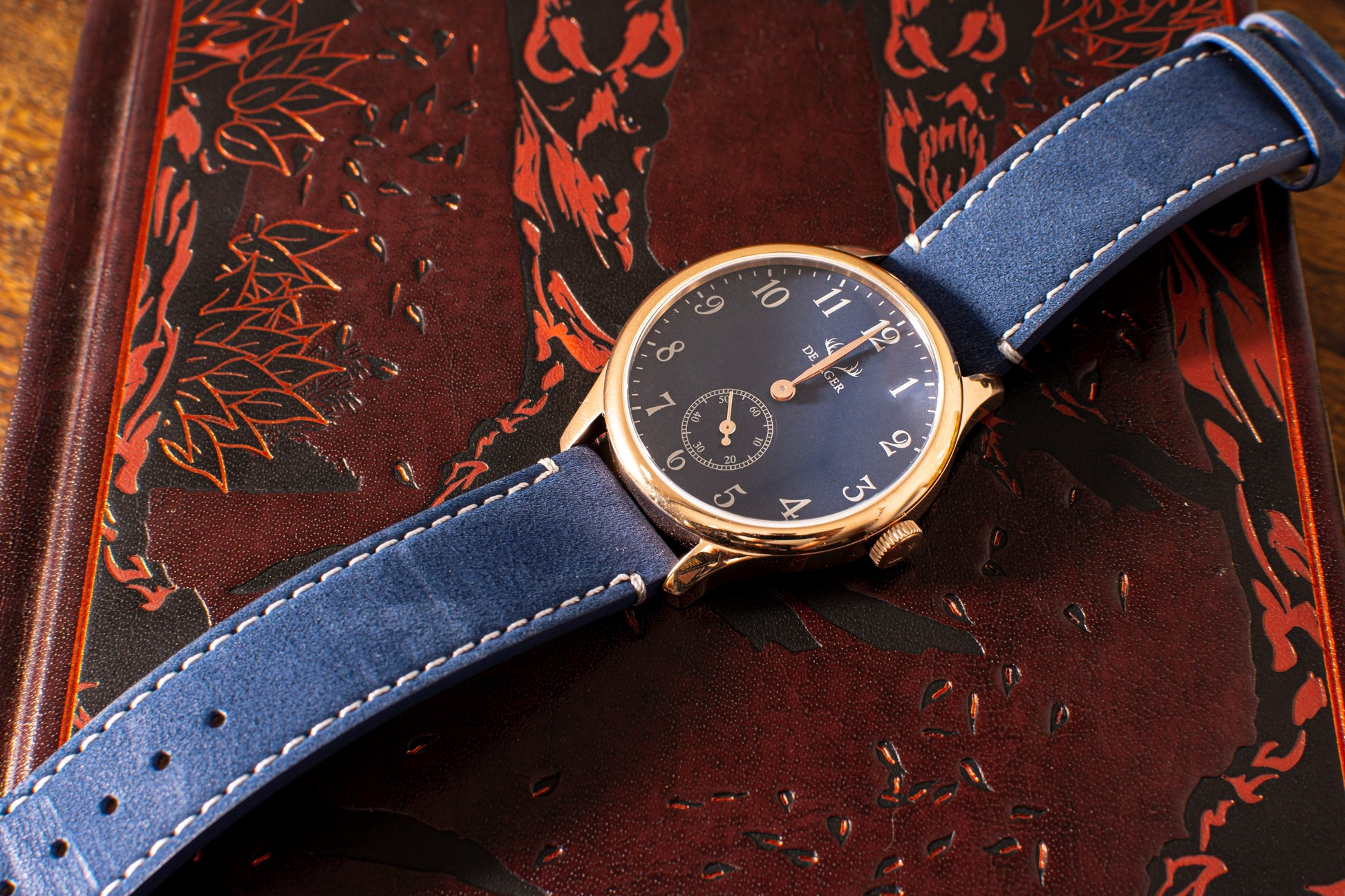 DeJager Midnight rose gold plated luxury wristwatch